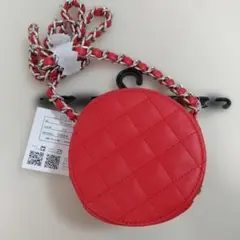 レッド 円形 ショルダーバッグ
