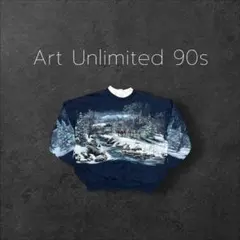 USA製 90s Art Unlimited 冬景色 フルプリントスウェット