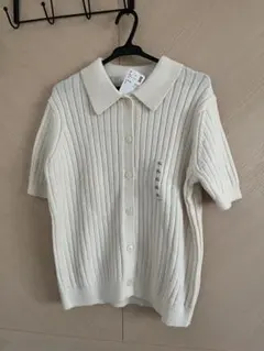 XL ユニクロ リブポロカーディガン 2025 半袖 厚手