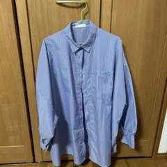 青と白のストライプ 長袖シャツ