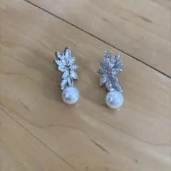 パール　シルバーピアス　ブライダル