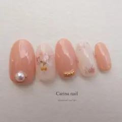 5675 ジェルネイルチップ フラワー 花びらネイル 花畑 オレンジ