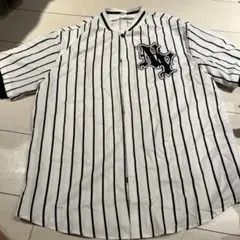 NYロゴ ストライプ ベースボールシャツ