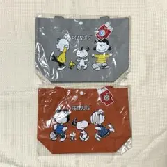 スヌーピー ランチバッグ 2個セット グレー オレンジ ミニトート お弁当袋