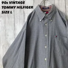 け*じ様 90sヴィンテージ古着トミーヒルフィガー　長袖ギンガムチェック柄BDシ