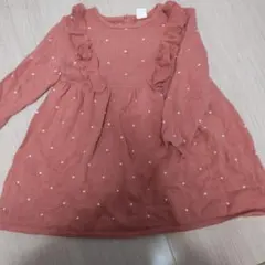 H&M ピンク フリル付きドットワンピース 18M