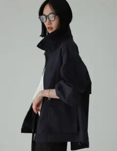 BABYLONE バビロン ラミージップブルゾン 麻 ブラックのサムネイル