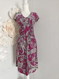 美品☆Ballsey プラッドリーフプリント カシュクールワンピース