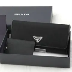 新品未使用品　箱・カード付き　PRADA プラダ　長財布　ナイロン　三角プレート