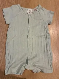ZARA ザラ リブ ロンパース カバーオール 半袖 60 70 ミントグリーン