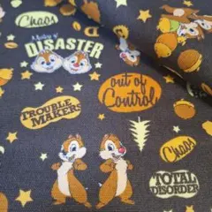 ✿★〈再入荷〉【ディズニー】チップとデール<オックス>生地 布 はぎれ[茶系]