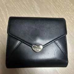 送料無料☆Paul Smith 二つ折り財布レザー ブラック ハート金具付き