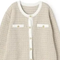 新品　AOKI アオキ　MERYコラボ 配色ニットジャケット　ベージュ　S