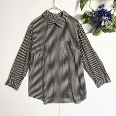 美品/夏秋服/薄手/ストライプ柄✨ エリオポール 長袖 ブラウス シャツ Sのサムネイル