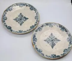新品 市野吉記 安南手 コウホ窯　 皿 2枚セット ⑤