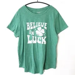 オールドネイビー クローバーロゴ Ｔシャツ 丸首半袖 L-LL 緑 綿のサムネイル