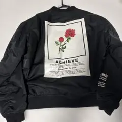 MA-1 フライトジャケット ACHIEVE ブラック Lバラ柄　黒
