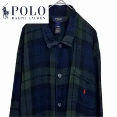 ポロラルフローレン チェック柄 長袖ボタンシャツ ブラックウォッチ メンズ M