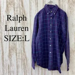 Ralph Lauren　ネルシャツ　クラシックフィット　BD　紫　パープル　L