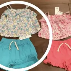 新品　ZARA 花柄ノースリーブトップス　ショートパンツ　セット 2-3歳