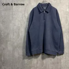 Croft&BarrowハーフジップスウェットLブルー ブランク無地ソリッド古着