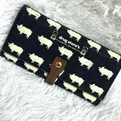 drug Store ブタさんいっぱい長財布　黒