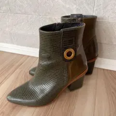 【ZINDA】牛皮&クロコ ショートブーツ