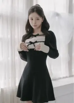 Darich リボンファーフレアニットミニワンピース ダーリッチ