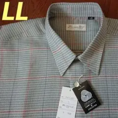 新品　ワイシャツレギュラーカラー　洋服の青山　ギンガムチェック　ウールLLメンズ