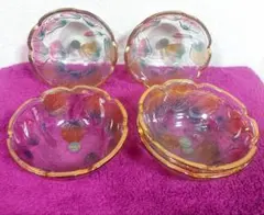 お値下げ！【SOGA】ガラス小鉢　花柄　金色縁取り　5こ