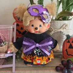 モンチッチ S用 ハロウィンワンピース Halloween リボン　オレンジ