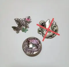 蝶と女性の顔のブローチ　2点セット　アンティーク　ヴィンテージ　アールヌーヴォー