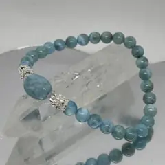 825★ ラリマー　タンブル　6ミリ丸珠　デザインブレスレット