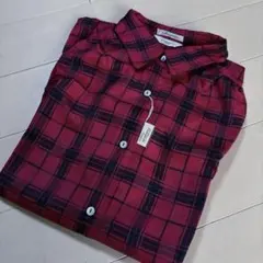 昭和レトロ70s80s銀座花菱Coutureチェック赤×黒ブラウスシャツ