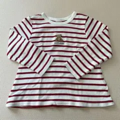 プティマイン　プティプラ　くま　赤ボーダー　100 長袖