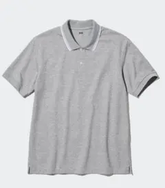 【美品】UNIQLO ユニクロ ドライカノコ襟ラインポロシャツ グレー Mサイズ