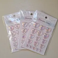 デコレーションシール ハート ピンク 3個セット