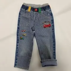 ミキハウス ストライプパンツ 車刺繍　90