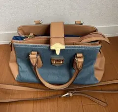 サマンサベガSamantha Vegaデニムとベージュのショルダーバッグ