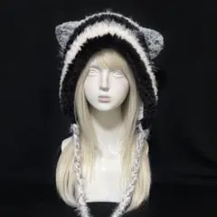 ポ*ロ様 猫耳ボンネット 猫耳ニット帽 ハンドメイド 編み物
