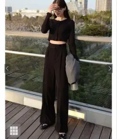 新品 GRL gm615 Mサイズ センタープレスワイドタックロングパンツ