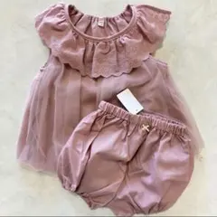 フリル付きトップスとショートパンツ　セットアップ　100 半袖短パン　女の子