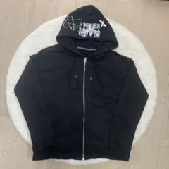 【AIVER】ブラックパーカー フロントジッパー