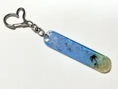 ①海塗り　ハンドメイド　キーホルダー　レジン　ドルフィン　星の砂　ヤシの木