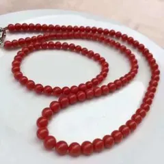 天然　赤珊瑚　ブレスレットandネックレス　二点セット