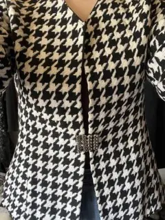 千鳥格子　ノーカラージャケット　9号相当