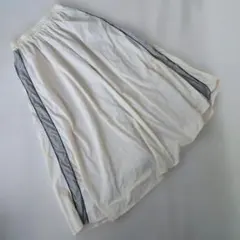 ナイロンロングスカート　アイボリー　ライトベージュ　M