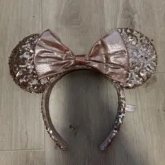 ミッキーマウス耳型カチューシャ ピンク スパンコール