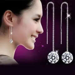 【残り僅か!!】刻印/ブリリアントカットダイヤモンドＣＺ大粒ロングピアス