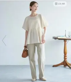 ロペピクニック　アイボリーバルーンペプラム半袖トップス